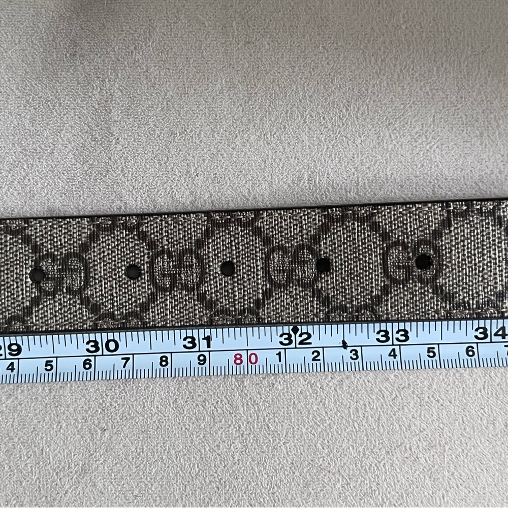 Gucci Brown GG Canvas Belt with Gold Double G Buckle (Monogram) - Picture 5 of 16